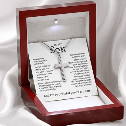 My Son | So Grateful for You - Stainless Steel Cross Necklace