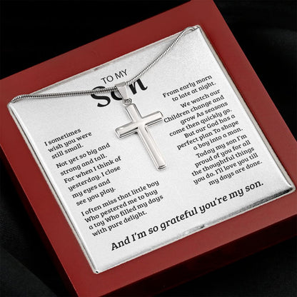 My Son | So Grateful for You - Stainless Steel Cross Necklace