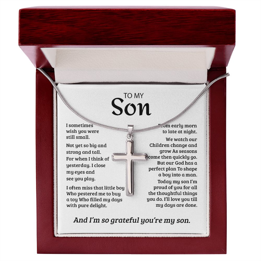 My Son | So Grateful for You - Stainless Steel Cross Necklace
