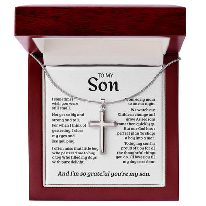 My Son | So Grateful for You - Stainless Steel Cross Necklace